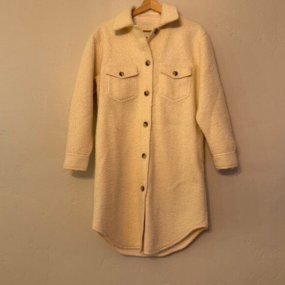 Joie Women’s Cream/Tan Sherpa Teddy Long Shirt Jacket Size XS - Picture 2 of 8